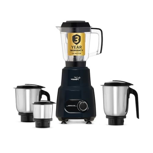 V-Guard Brillio 750 Watt Juicer Mixer Grinder, 3 Year Motor Coverage by V-Guard, 4 Jars(Chutney, Dry, Wet & Juicer), Sturdy Juicer Jar With Quadraflow Design, Precisionblend SS Blades | Mars Red - Image 1