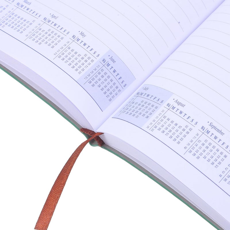 2026 Daily Weekly Monthly Planner A5 Hardcover Agenda Calendar Book Green Cover - Image 4