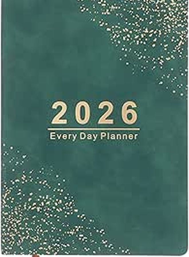 2026 Daily Weekly Monthly Planner A5 Hardcover Agenda Calendar Book Green Cover - Image 1