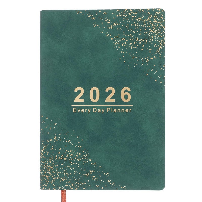 2026 Daily Weekly Monthly Planner A5 Hardcover Agenda Calendar Book Green Cover - Image 2