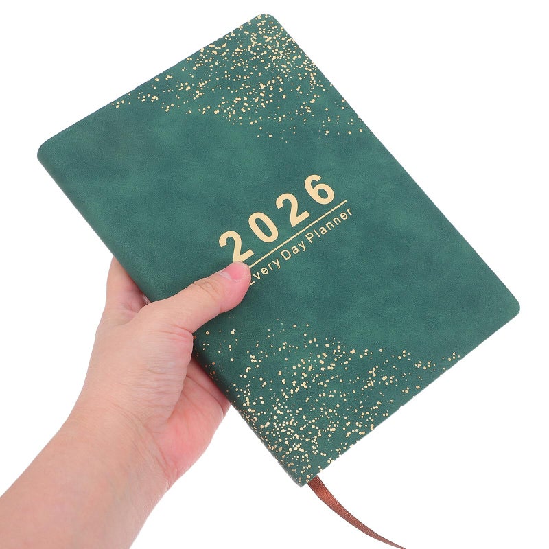 2026 Daily Weekly Monthly Planner A5 Hardcover Agenda Calendar Book Green Cover - Image 5