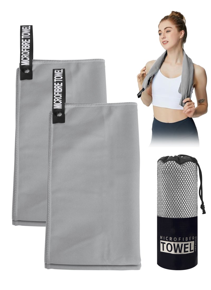 URbazaar 2 Pack Quick Drying Gym Towel 40x80CM Soft Microfiber Lightweight Sport Sweat Towel Perfect Travel Camping Towel Super Absorbent Ultra Compact for Gym Sport Yoga Backpacking Beach Swimming  - Image 1