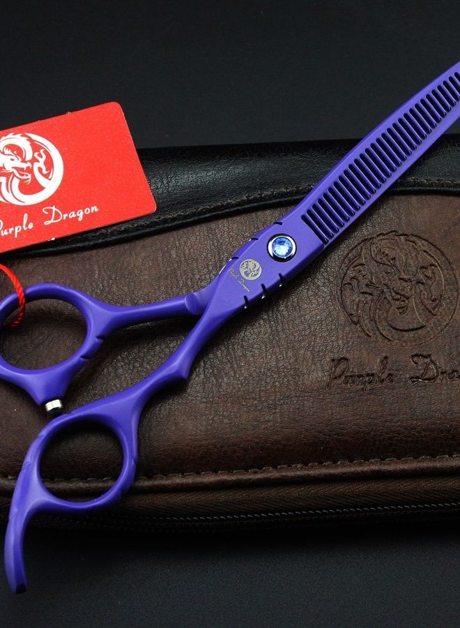 Purple Dragon Professional Japan 440C Hair Salon Cutting Shear and Barber Thinning Scissor Hairdressing Shear Set with Bag - Image 3