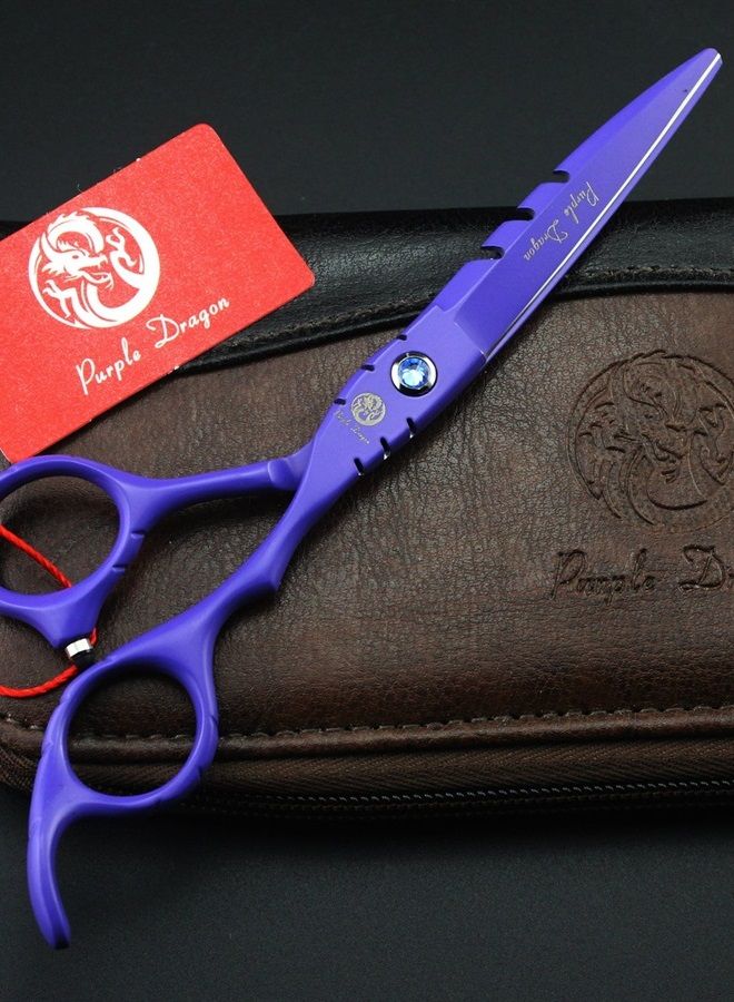 Purple Dragon Professional Japan 440C Hair Salon Cutting Shear and Barber Thinning Scissor Hairdressing Shear Set with Bag - Image 2
