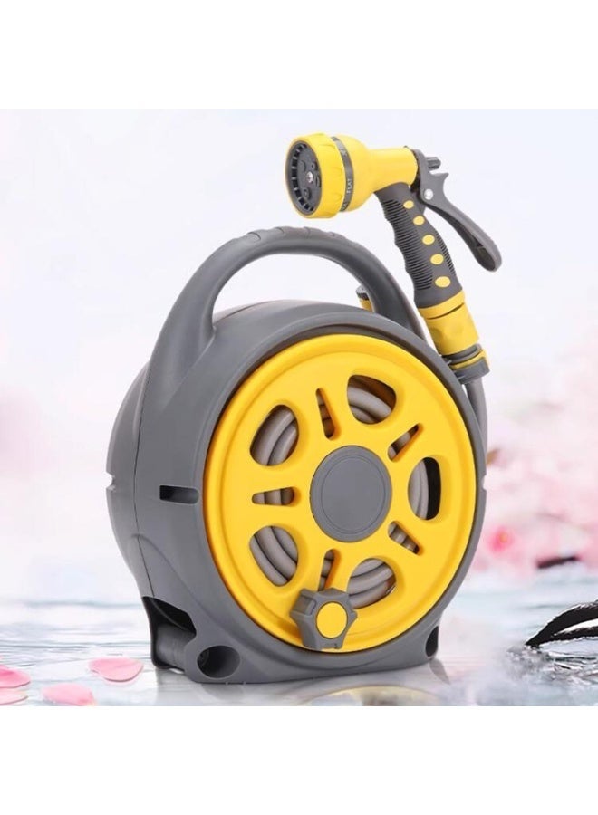 والالا عربة بكرة خرطوم، بكرات خرطوم الحديقة للاستخدام الخارجي، عربة خرطوم حديقة محمولة خفيفة الوزن، بكرة خرطوم مع أنبوب مياه، رف تخزين أنابيب مياه قابل للتمديد، عربة خرطوم 16 مترًا + أنبوب 10 أمتار، أصفر - Image 2