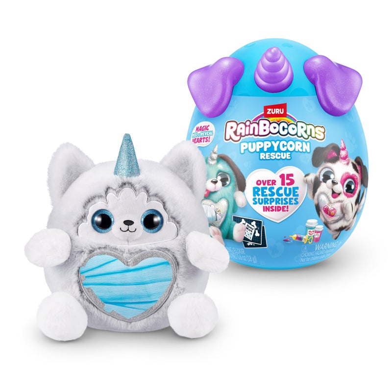 Rainbocorns Puppycorn Rescue (Husky) by ZURU, Collectible Plush, Stuffed Animal Girl Toys, Surprise Egg, Stickers, Syringe Slime, Ages 3+ for Girls, Children, 9.06 x 7.87 x 11.02 inches - Image 3