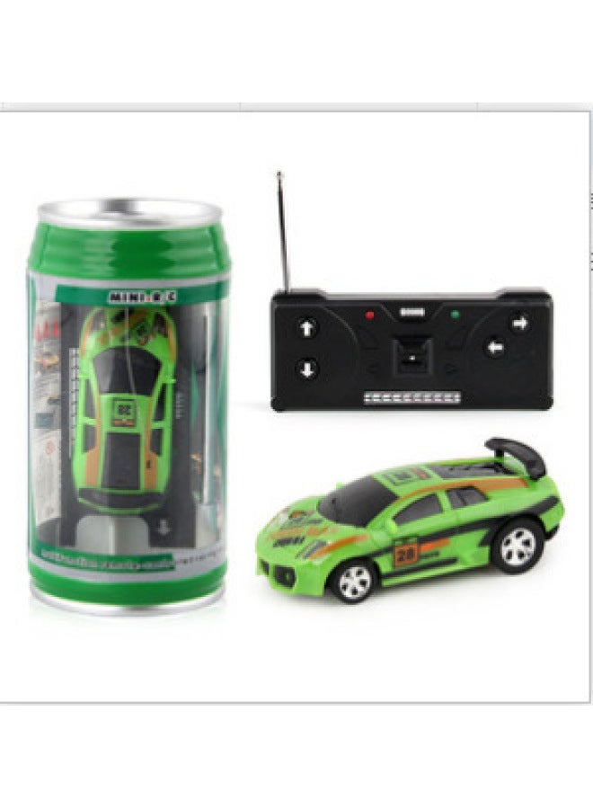 Electric Can Light Remote Control Car Mini Canned Four-way Wireless Remote Control Car Racing Toy Car With Roadblock-Color:1681 Green 120g