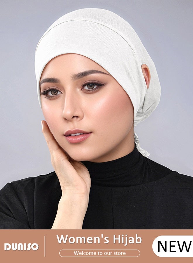 DUNISO Hijab undercap for women  Hijab underscarf solid color adjustable Tie back full cover inner head scarf turbans for women chemo sleep cap - Image 1