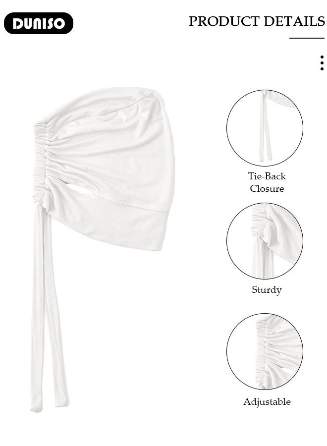 DUNISO Hijab undercap for women  Hijab underscarf solid color adjustable Tie back full cover inner head scarf turbans for women chemo sleep cap - Image 3