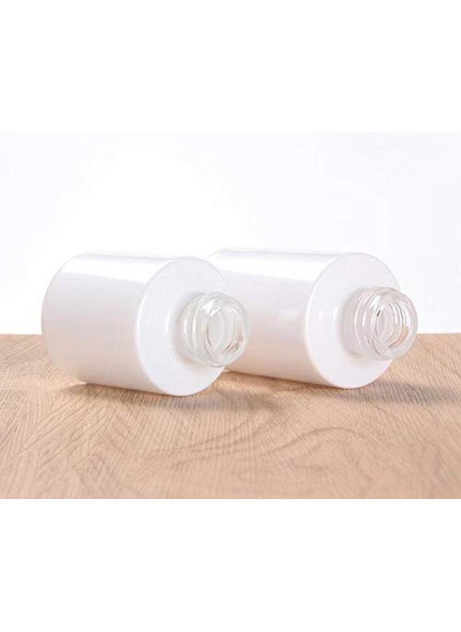 SYBL - 2Pcs 30ML/1 oz Empty Refillable Glass Lotion Bottles Pump Press Bottle White Upscale Travel Cosmetic Container Dispenser for Foundation Essential Oils Cream - Image 1