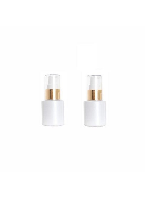 2Pcs 30ML/1 oz Empty Refillable Glass Lotion Bottles Pump Press Bottle White Upscale Travel Cosmetic Container Dispenser for Foundation Essential Oils Cream