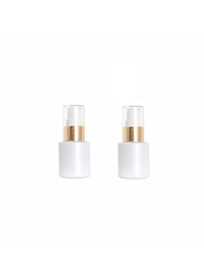 SYBL - 2Pcs 30ML/1 oz Empty Refillable Glass Lotion Bottles Pump Press Bottle White Upscale Travel Cosmetic Container Dispenser for Foundation Essential Oils Cream - Image 1