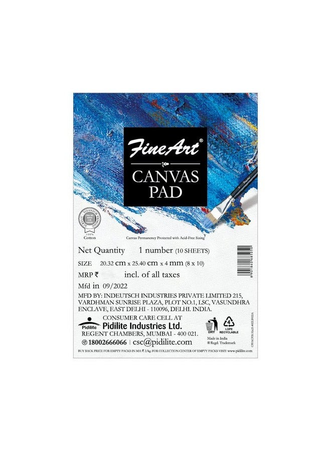 Fine Art Canvas Pad 8x10 for Painting, 100% Cotton Fine Grain Canvas Pad, for Acrylic & Oil Painting, White | Ideal for Artists and Beginners - Image 5