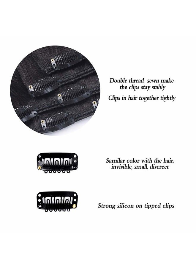 Winsky 20" Hair Extensions Balayage Clip in Human Hair for Women - Silky Straight Natural Black to Chestnut Brown Highlight Black Ombre Hair 75grams 4pieces #(1BT6) P1B Color - Image 5