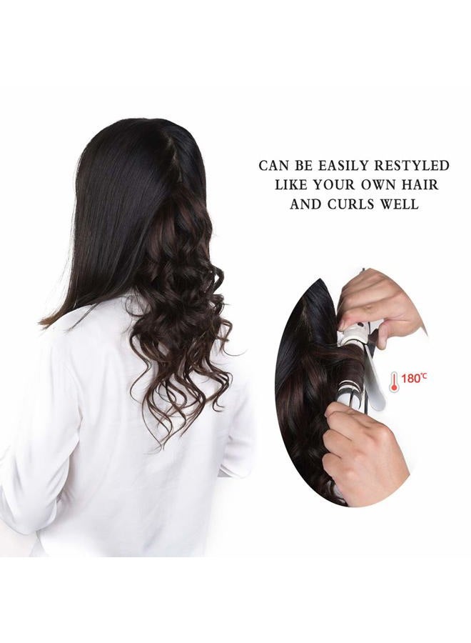 Winsky 20" Hair Extensions Balayage Clip in Human Hair for Women - Silky Straight Natural Black to Chestnut Brown Highlight Black Ombre Hair 75grams 4pieces #(1BT6) P1B Color - Image 3