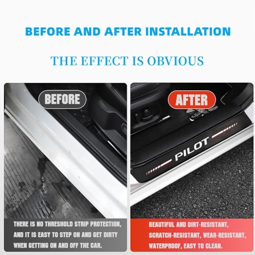 HUIANTS 4Pcs Car Door Sill Protector for Pilot Accessories Fit for Pilot Carbon Fiber Leather Door Sill Sticker Decoration Scuff Plate Sticker for Auto SUV - Image 3