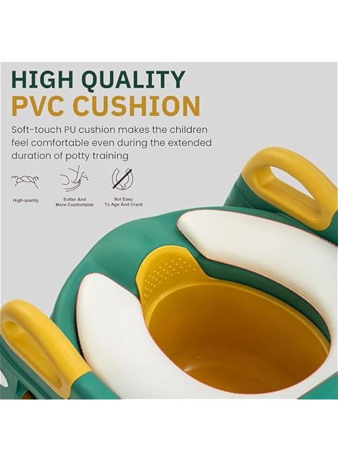 3-in-1 Baby Potty Seat With Ladder for Kids, Baby Potty Ladder Training Potty Chair with Splash Guard  Cushion Seat, Kids Toilet Seat, Potty Chair for 1-8 Years Boys  Girls (Green) - Image 2