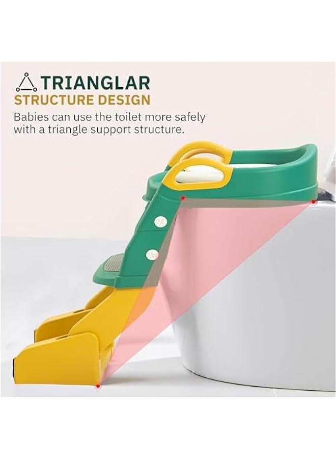 3-in-1 Baby Potty Seat With Ladder for Kids, Baby Potty Ladder Training Potty Chair with Splash Guard  Cushion Seat, Kids Toilet Seat, Potty Chair for 1-8 Years Boys  Girls (Green) - Image 3
