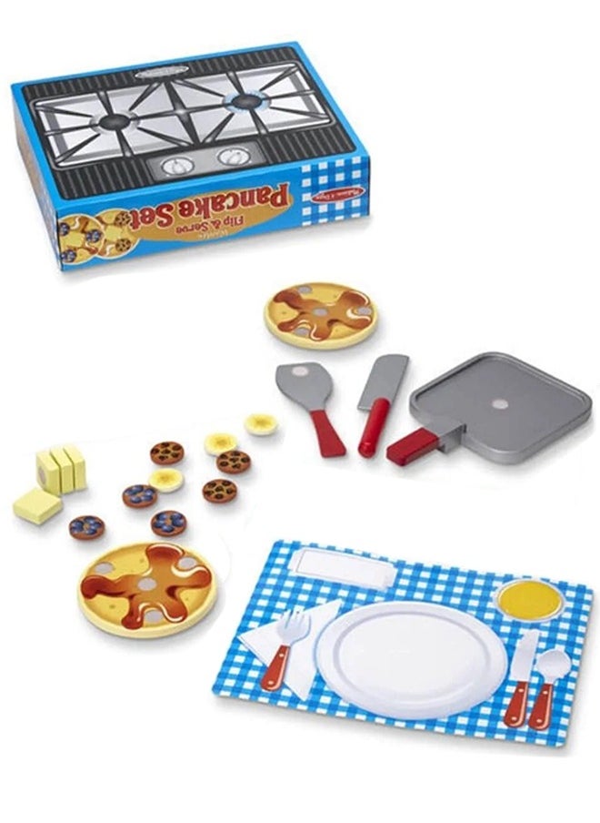 BAYBEE Wooden Pancake Pretend Play Kitchen Set Toys For Kids Pancake Toys For Kids With 20Pcs Play Food Accessories Cooking Kitchen Set Toys For Kids 2+ Years Girls Boys  - Image 1