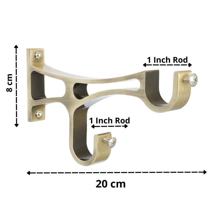 Rkoing Stylish Antique Finish Double Curtain Support for Bracket Parda Holder Window Rod Support Fittings Brass Pack of 12 Gold - Image 2