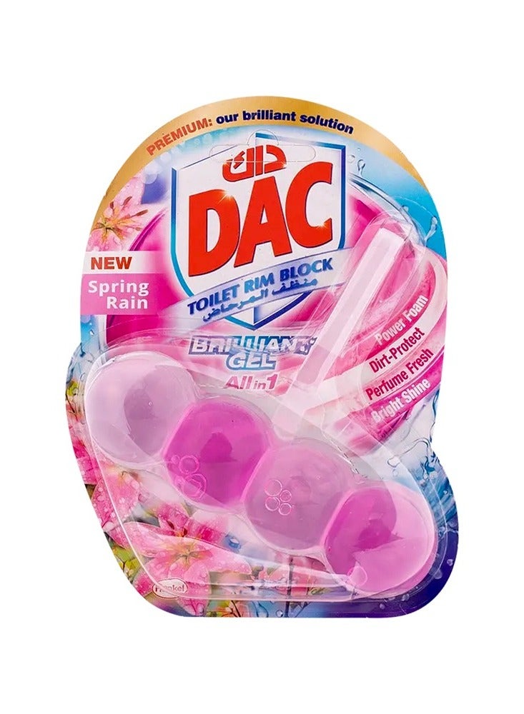 Dac Premium Brilliant gel all in1 Toilet Rim Block Cleaner, Spring Rain, 42gm
