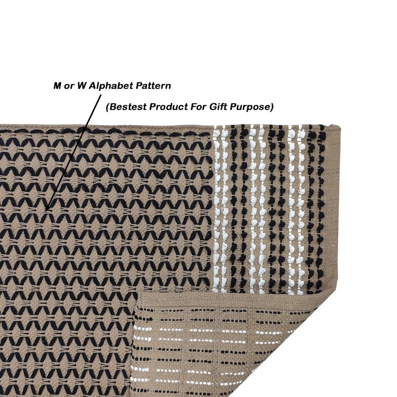 STONEMUNK Premium Cotton Carpet Runner/Rug for Living Room, Bedroom 2x5 Feet Handwoven Carpet Bedside Runner, Bathroom Runner, Kitchen Runner - (Beige - E) - Image 5