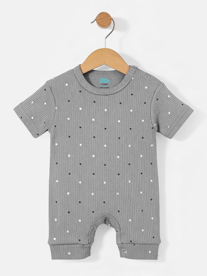 Babies Basic Premium Ribbed Cotton Short Sleeves Printed Romper - Image 4