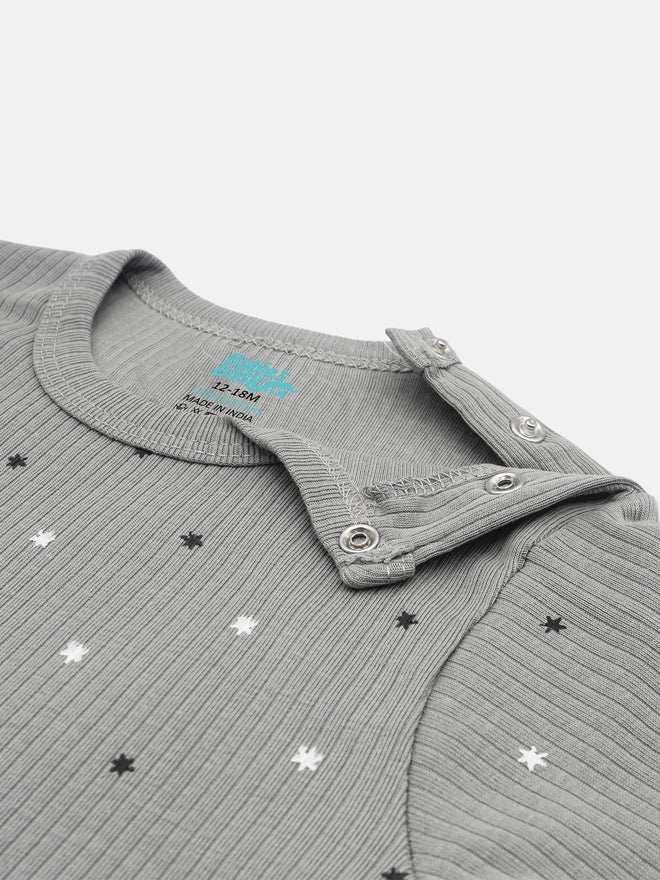 Babies Basic Premium Ribbed Cotton Short Sleeves Printed Romper - Image 5