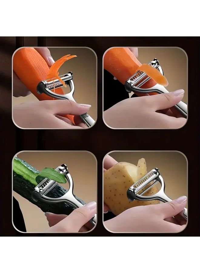 Stainless Steel Multi Functional Fruit Vegetable Peeler 1pc Effortless Peeling Slicing Cutting Ergonomic Handle - Image 3