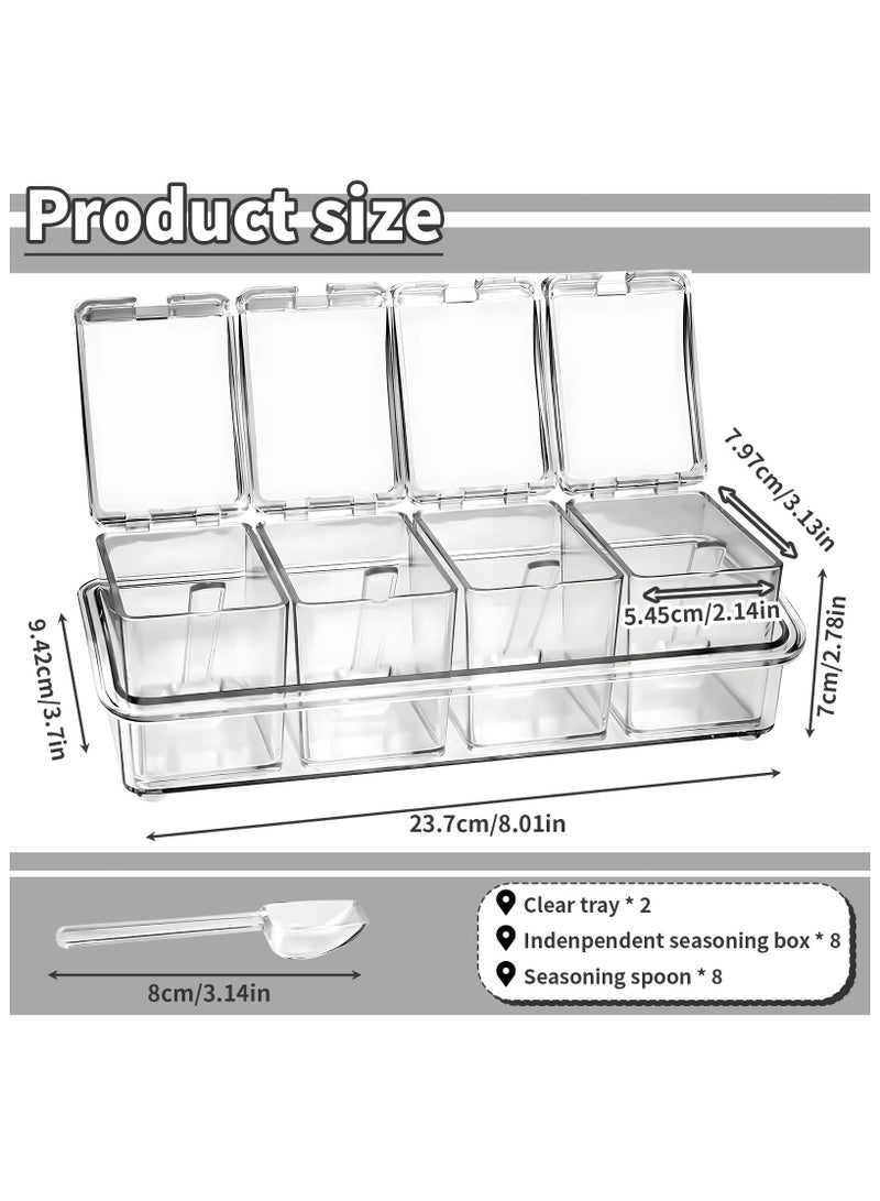 SYOSI 2 Set Clear Seasoning Box, Acrylic Seasoning Box Set, Plastic Storage Container, Premium Quality Storage Rack, Spice Pots Condiment Jars with Lids and Spoon for Spice, Salt and Sugar - Image 4
