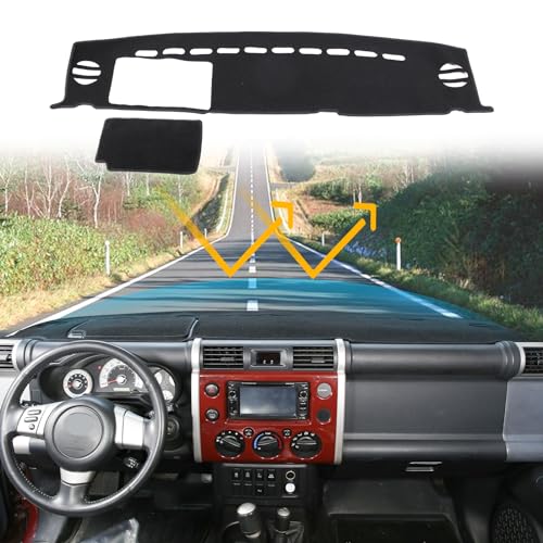 LLKUANG Polyester Carpet Dashmat Dash Mat Compatible with Toyota FJ Cruiser 2007-2021 Car Dashboard Cover Sun Shade Pad,Anti-Slip Dash Board Accessories (Black) - Image 1