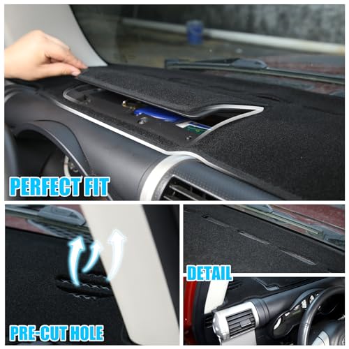 LLKUANG Polyester Carpet Dashmat Dash Mat Compatible with Toyota FJ Cruiser 2007-2021 Car Dashboard Cover Sun Shade Pad,Anti-Slip Dash Board Accessories (Black) - Image 3