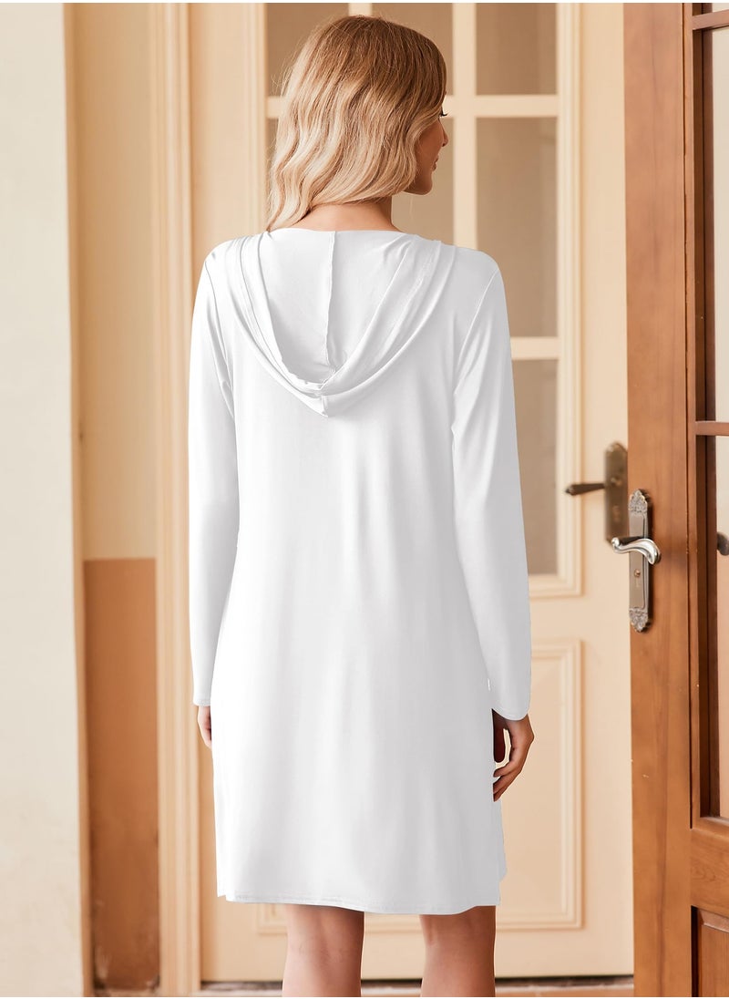 Excefore - Womens UPF 50+ Cover-Up Dress, SPF Sun Protection Long Sleeve Shirt Dress, Lightweight Athletic UV Hoodie for Beach(L) - Image 1