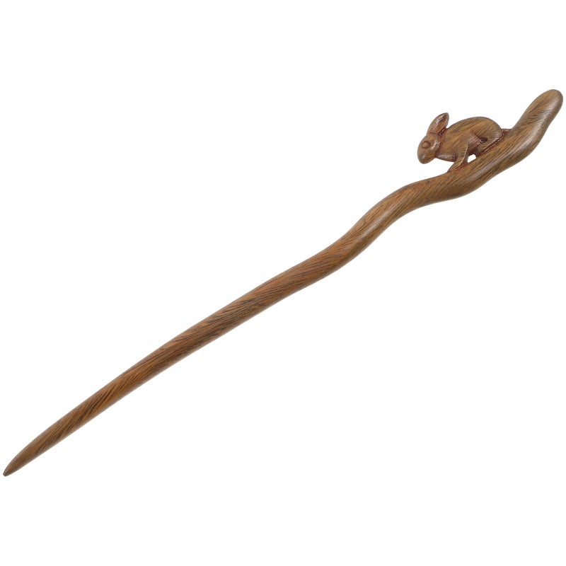 Wooden Hair Stick For Women Rabbit Hair Bun Decorative Chopstick - Image 2