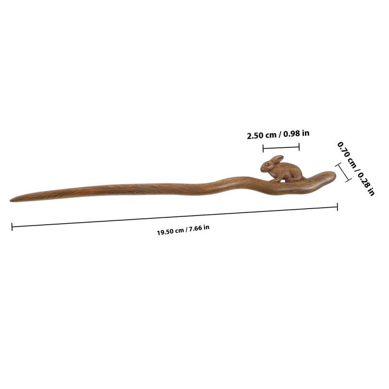 Wooden Hair Stick For Women Rabbit Hair Bun Decorative Chopstick - Image 3