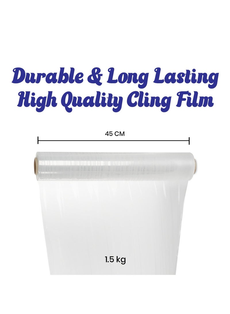 Silver Pot فيلم لاصق بولي إيثيلين متميز – 45 سم × 1.5 كجم لفة – تغليف متين من الدرجة الغذائية للحفاظ على النضارة والحماية الفائقة – مثالي للاستخدام المهني واليومي - Image 5