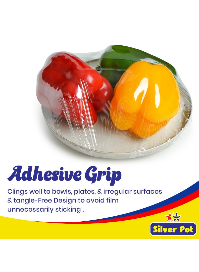 Silver Pot فيلم لاصق بولي إيثيلين متميز – 45 سم × 1.5 كجم لفة – تغليف متين من الدرجة الغذائية للحفاظ على النضارة والحماية الفائقة – مثالي للاستخدام المهني واليومي - Image 4