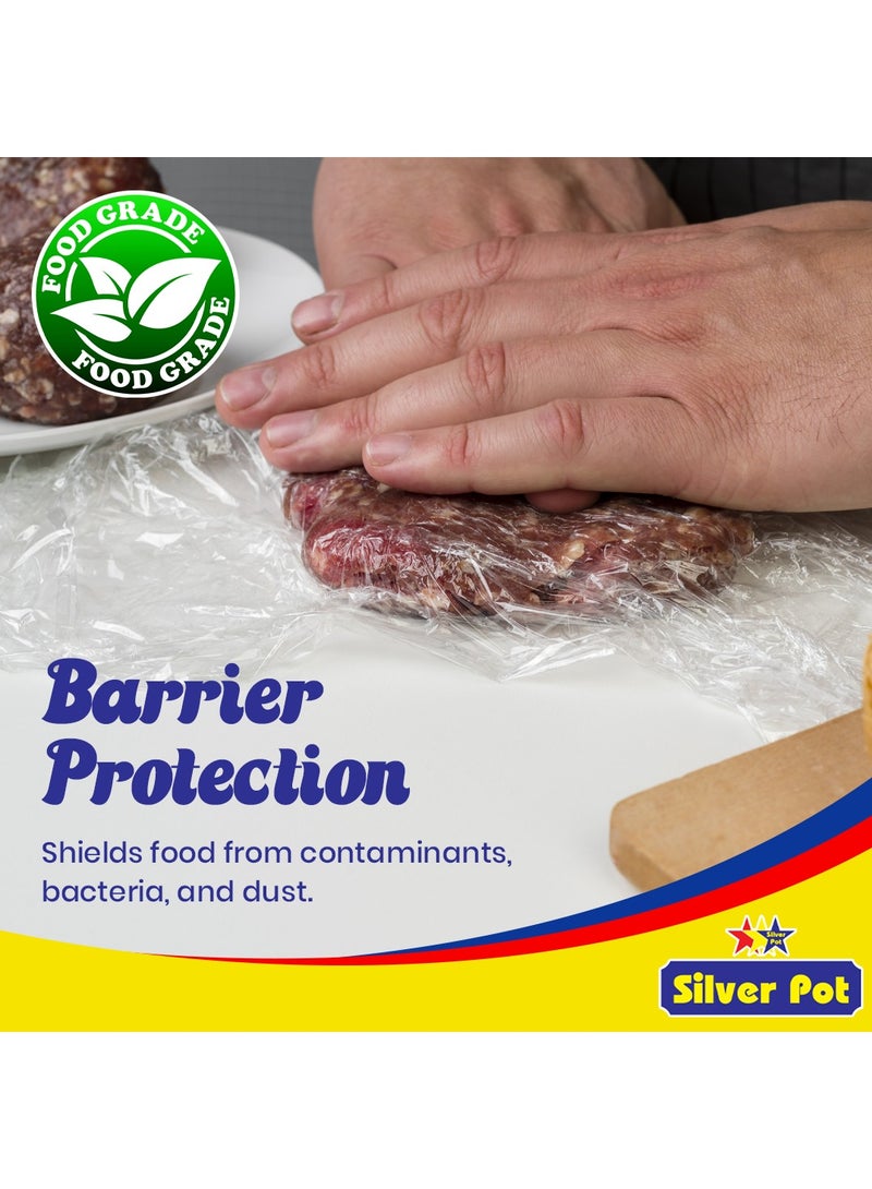 Silver Pot فيلم لاصق بولي إيثيلين متميز – 45 سم × 1.5 كجم لفة – تغليف متين من الدرجة الغذائية للحفاظ على النضارة والحماية الفائقة – مثالي للاستخدام المهني واليومي - Image 3