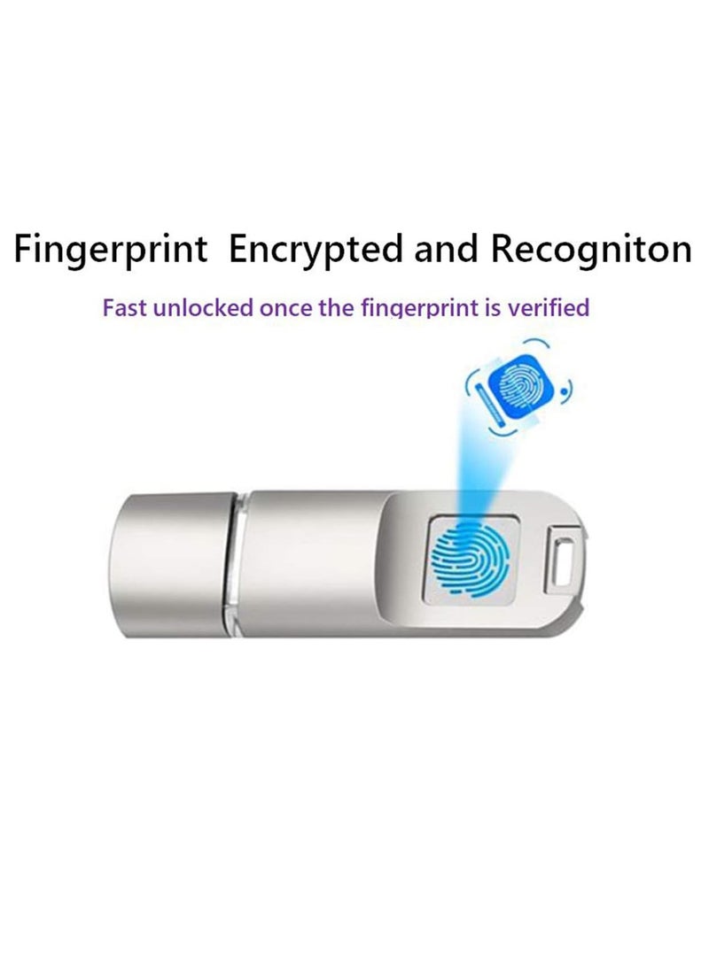 Fingerprint USB3.0 Encrypted Flash Drive 64G Memory Stick Pen Zip Drive Biometric Security Protection Thumb Drive for PC Smartphone Laptop. - Image 3