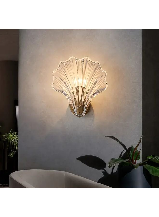 Golden Color Changing LED Semi Flush Mount Wall Sconce Glass Shell Hard Wired Switch Control - Image 1