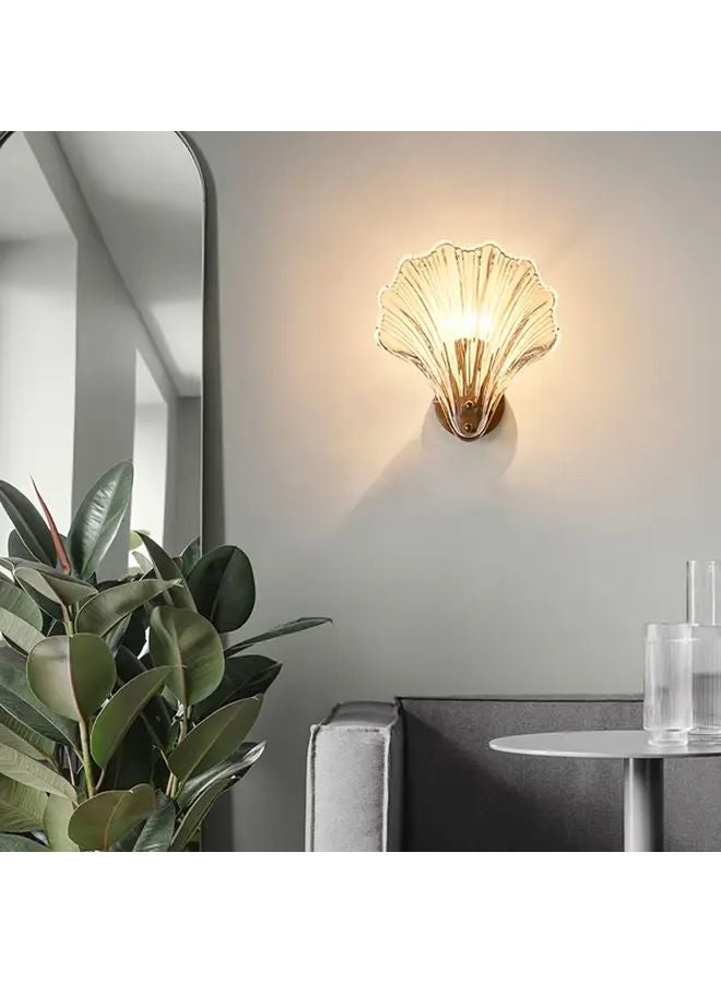 Golden Color Changing LED Semi Flush Mount Wall Sconce Glass Shell Hard Wired Switch Control - Image 2