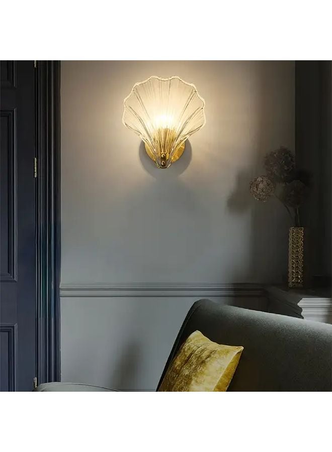 Golden Color Changing LED Semi Flush Mount Wall Sconce Glass Shell Hard Wired Switch Control - Image 5