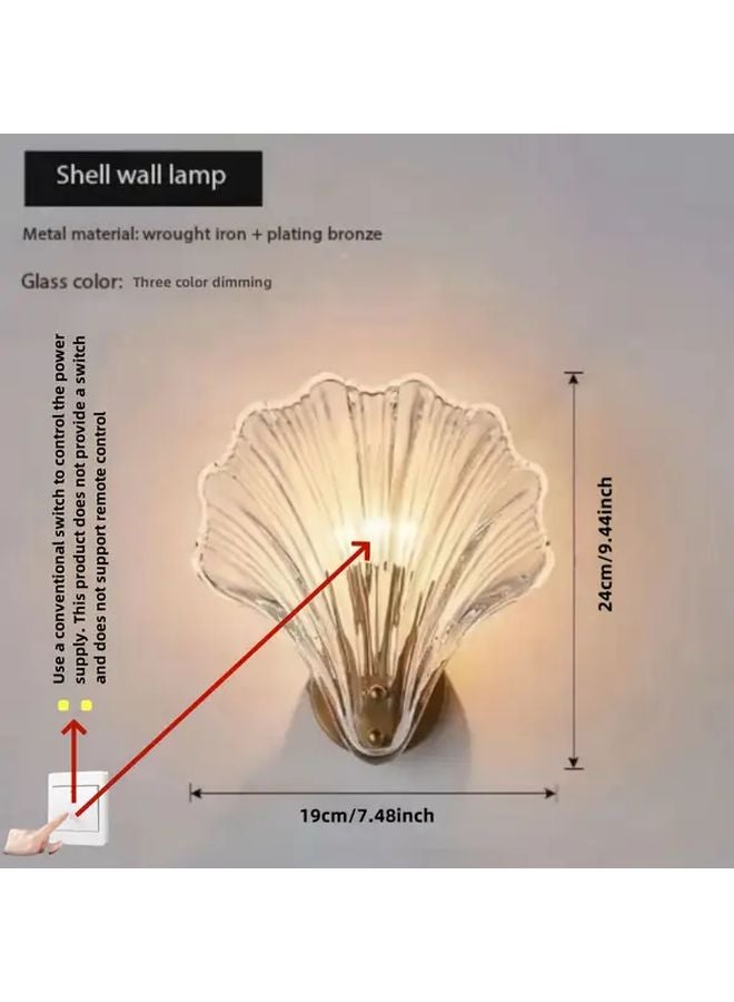 Golden Color Changing LED Semi Flush Mount Wall Sconce Glass Shell Hard Wired Switch Control - Image 3