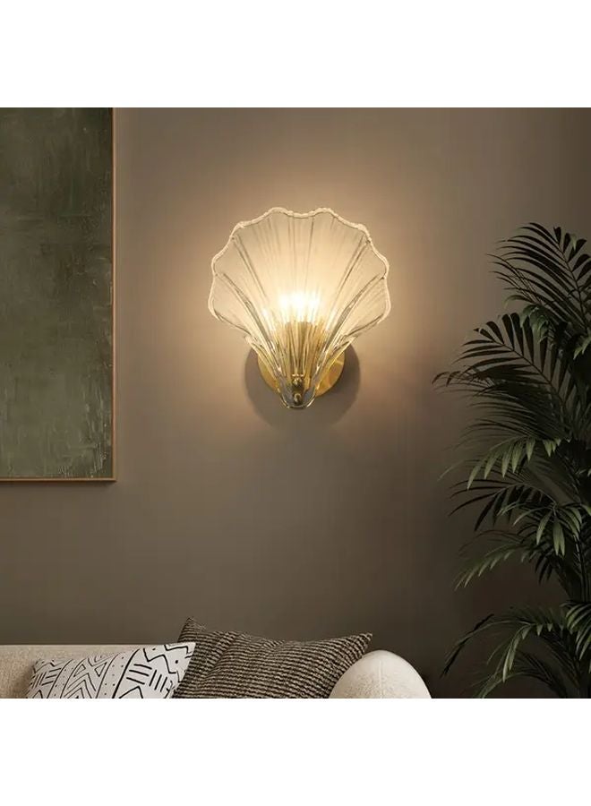 Golden Color Changing LED Semi Flush Mount Wall Sconce Glass Shell Hard Wired Switch Control - Image 4