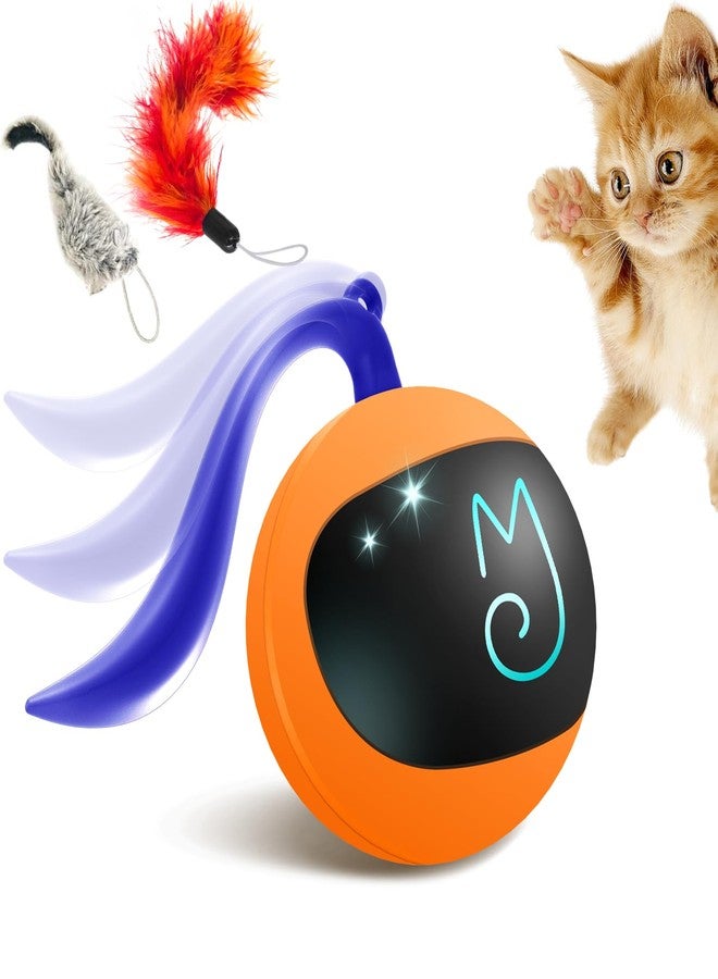 Migipaws Interactive Cat Ball Toy Set, Fun Tracker, Automatic Rolling Chase Ball with Fluffy Tail, A Small Mice, Rechargeable (Orange) - Image 1