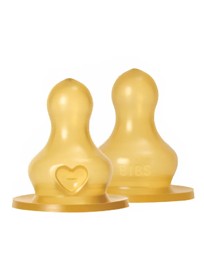 بيبس Pack Of 2 Baby Bottle Nipple Round Latex Medium Flow, 0 Months +