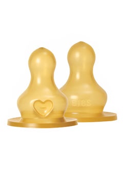 BIBS Pack Of 2 Baby Bottle Nipple Round Latex Medium Flow, 0 Months +  - Image 1
