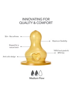 BIBS Pack Of 2 Baby Bottle Nipple Round Latex Medium Flow, 0 Months +  - Image 2