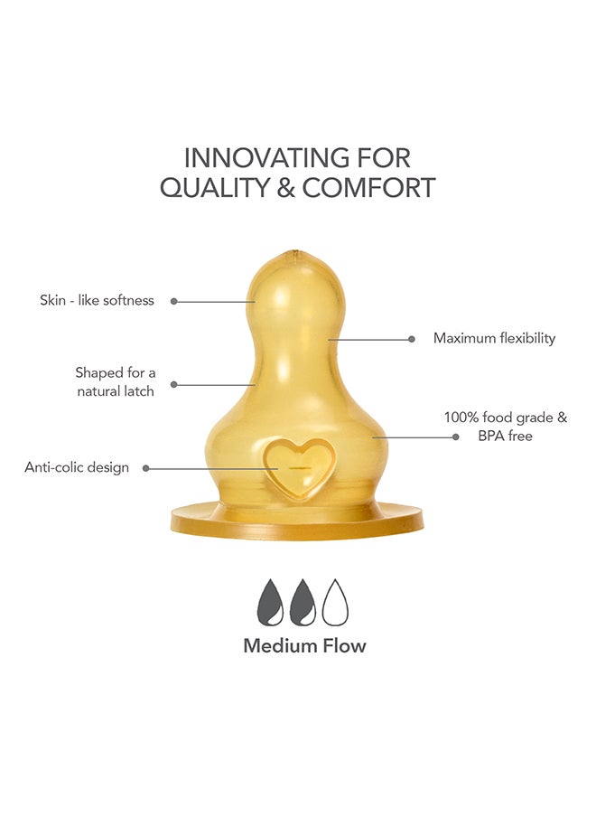 BIBS Pack Of 2 Baby Bottle Nipple Round Latex Medium Flow, 0 Months +  - Image 2