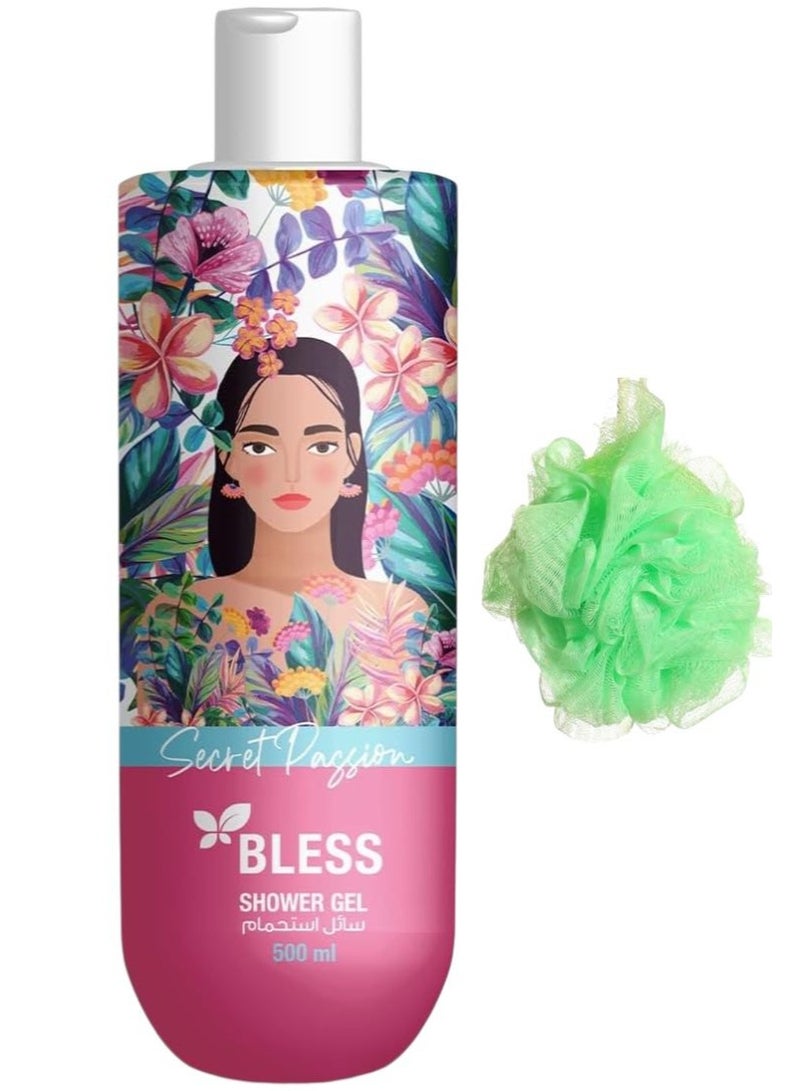 بليس جل الاستحمام سيكريت باشن 500 مل + لوفا متعدد الألوان